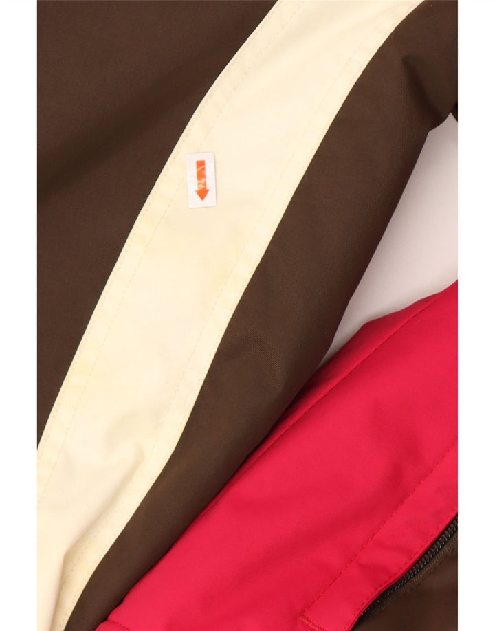 ANIMAL Womens Oversized Hooded Rain Jacket UK 10 Small  Brown Colourblock