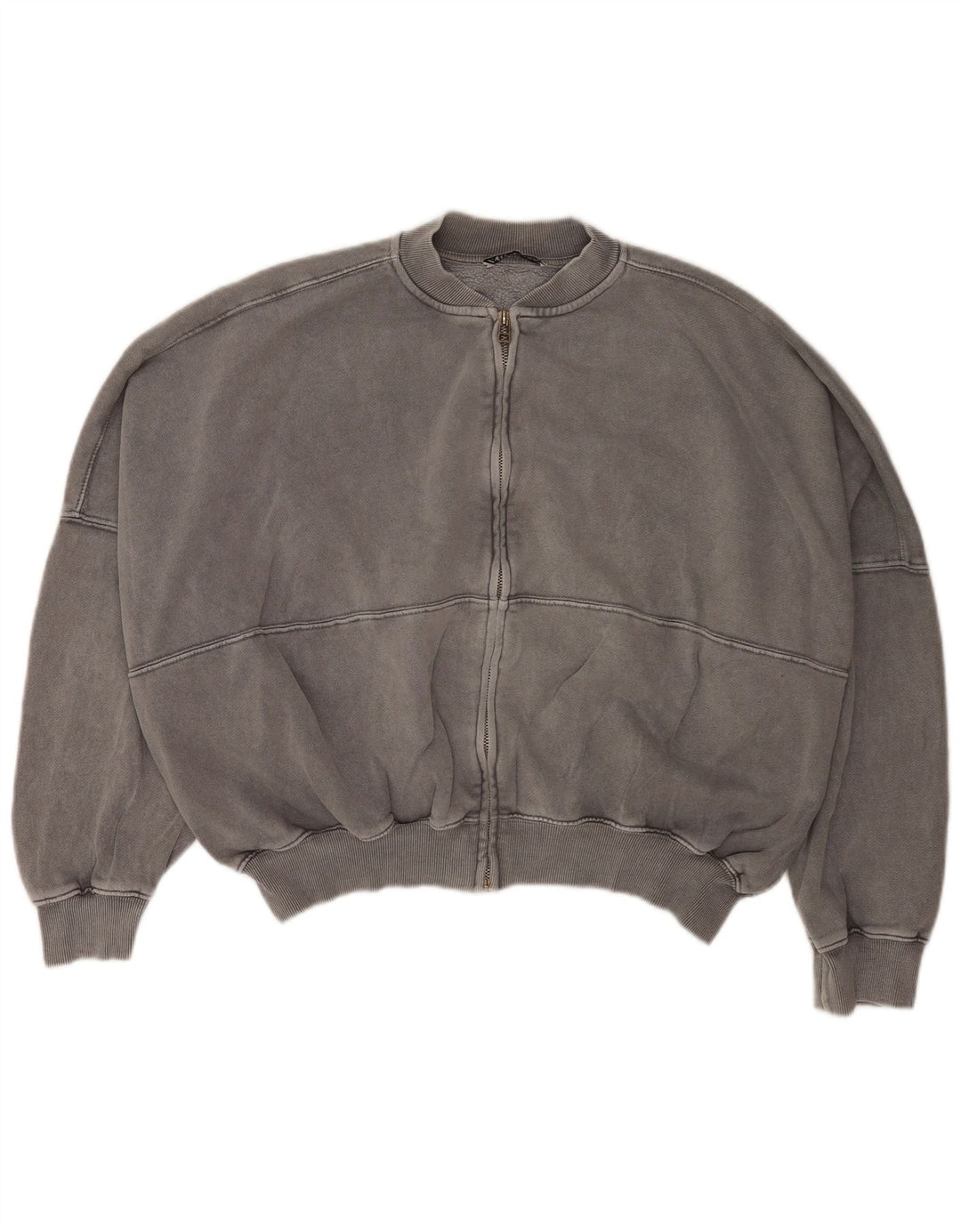 Zara Womens Oversized Tracksuit Top Jacket UK 10 Small Grey Cotton