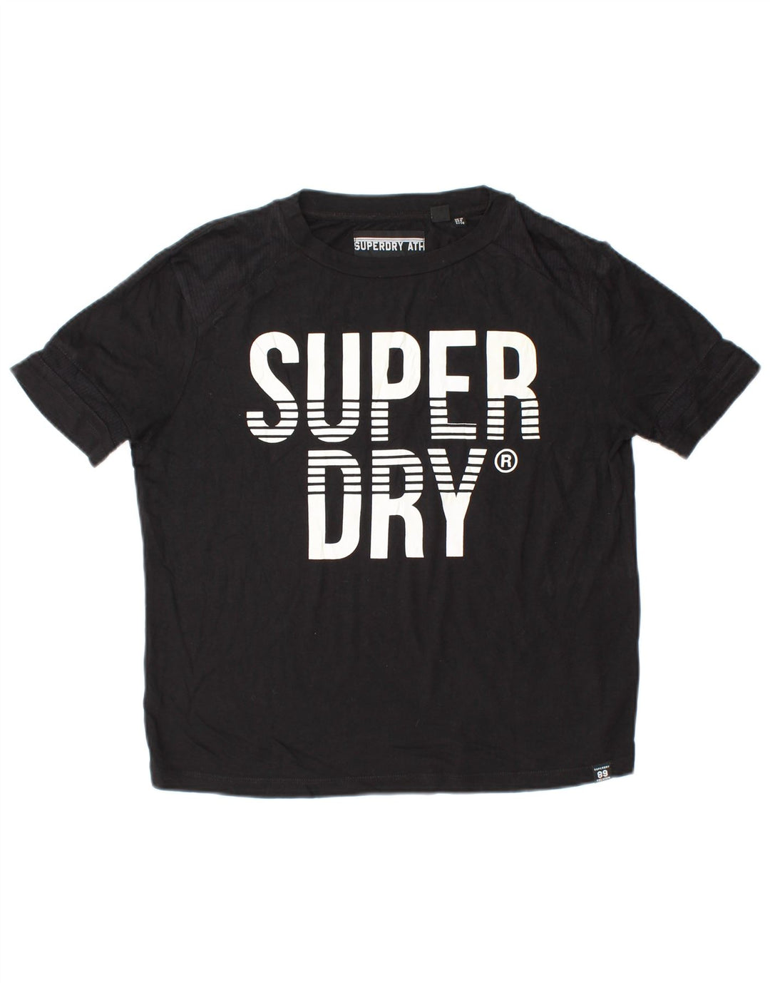 SUPERDRY Womens Loose Fit Crop Graphic T-Shirt Top UK 10 Small Black