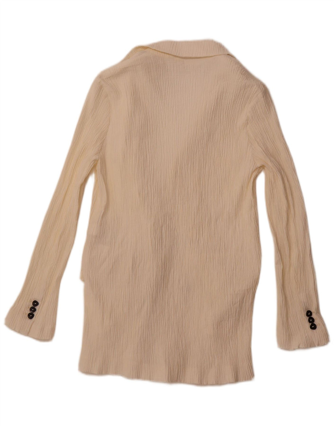 ZARA Womens Double Breasted Blazer Jacket UK 12 Medium Beige Lyocell
