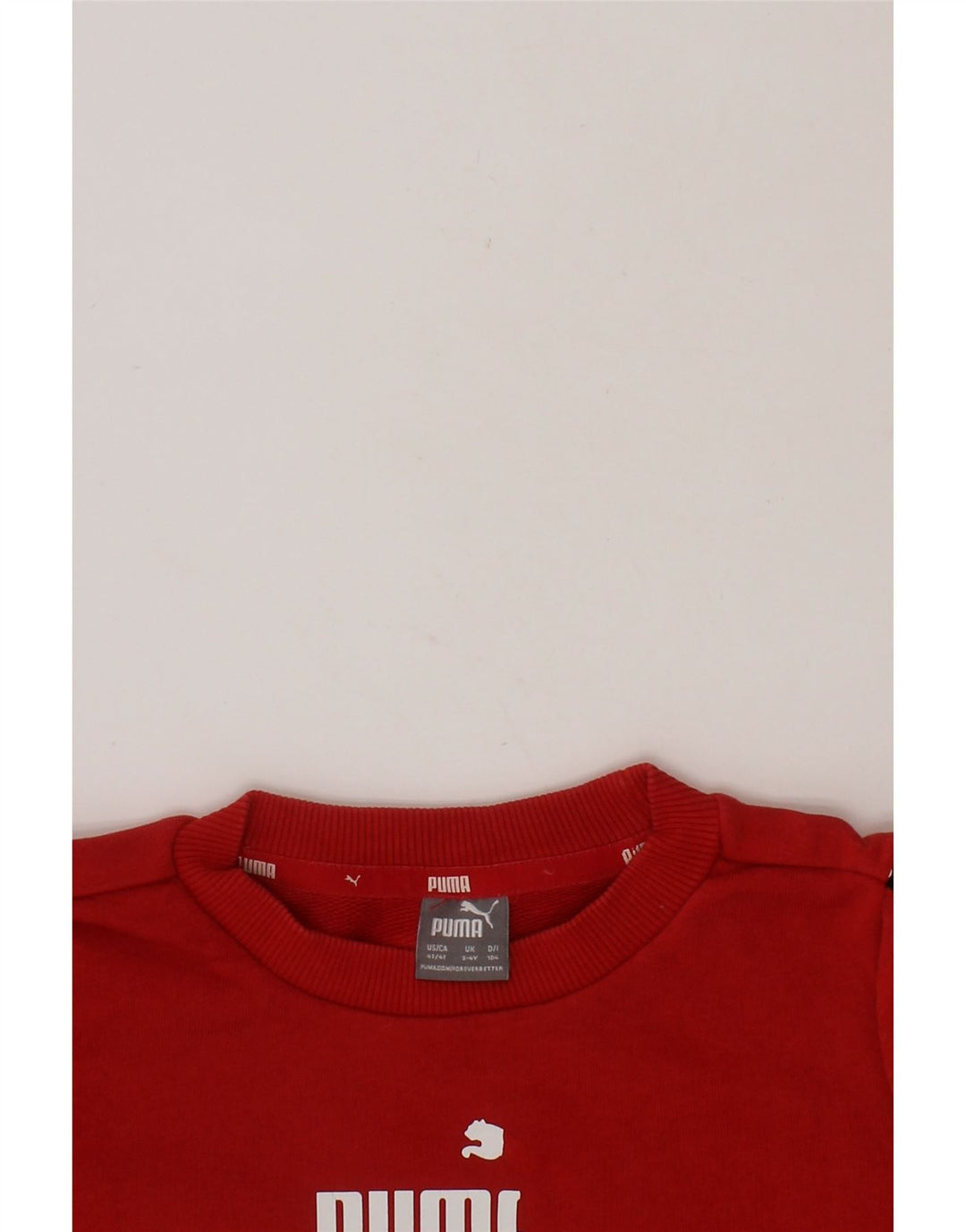 PUMA Boys Graphic Sweatshirt Jumper 3-4 Years Red Cotton Vintage Puma and Second-Hand Puma from Messina Hembry 