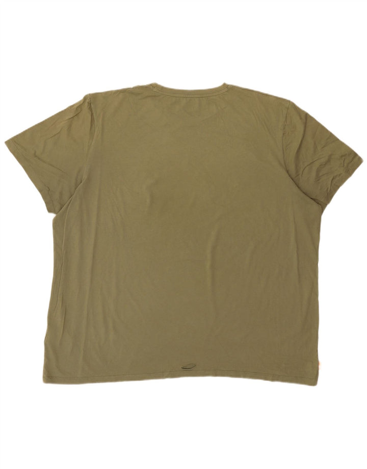 TIMBERLAND Mens Regular Fit Graphic T-Shirt Top 3XL Khaki Cotton