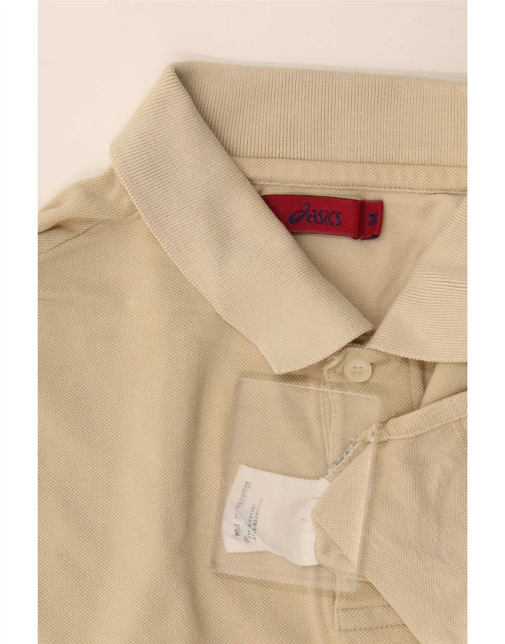 Asics Mens Polo Shirt Medium Beige Cotton