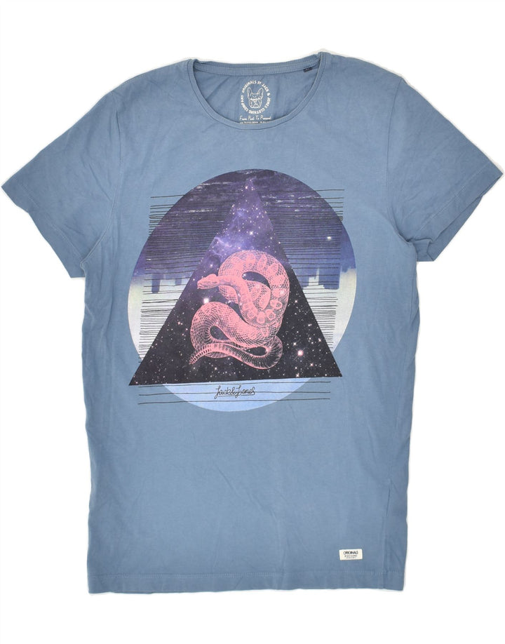 JACK & JONES Mens Graphic T-Shirt Top Medium Blue Cotton | Vintage Jack & Jones | Thrift | Second-Hand Jack & Jones | Used Clothing | Messina Hembry 