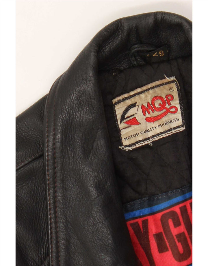 MQP Mens Motorcycle Leather Biker Jacket IT 52 XL Black