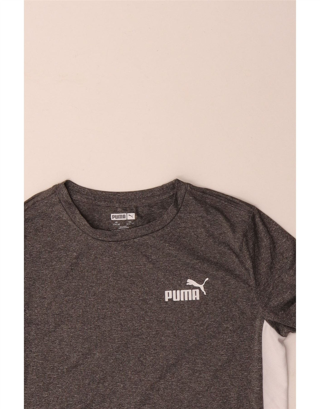 Puma Boys Graphic Top Long Sleeve 14-15 Years Large Grey Colourblock