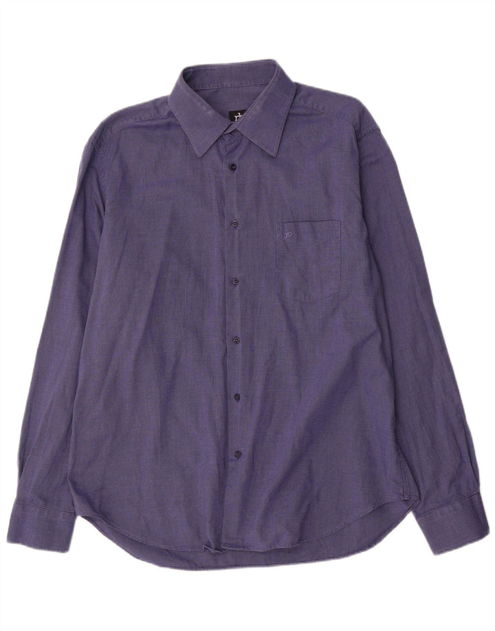 Roccobarocco Mens Shirt Size 17 43 XL Blue Cotton