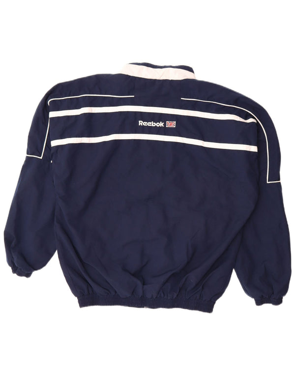 Reebok Mens Graphic Tracksuit Top Jacket Large Navy Blue Colourblock