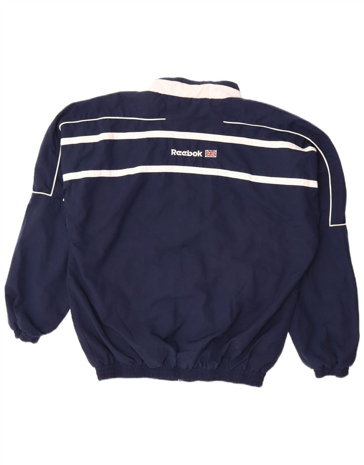 Reebok Mens Graphic Tracksuit Top Jacket Large Navy Blue Colourblock