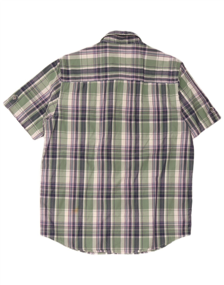 John Lewis Mens Short Sleeve Shirt Medium Green Check Cotton