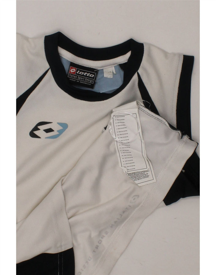 LOTTO Boys Vest Top 7-8 Years XS White Colourblock Polyester Vintage Lotto and Second-Hand Lotto from Messina Hembry 