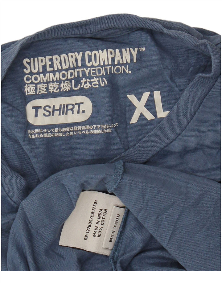 Superdry Mens T-Shirt Top XL Blue Cotton