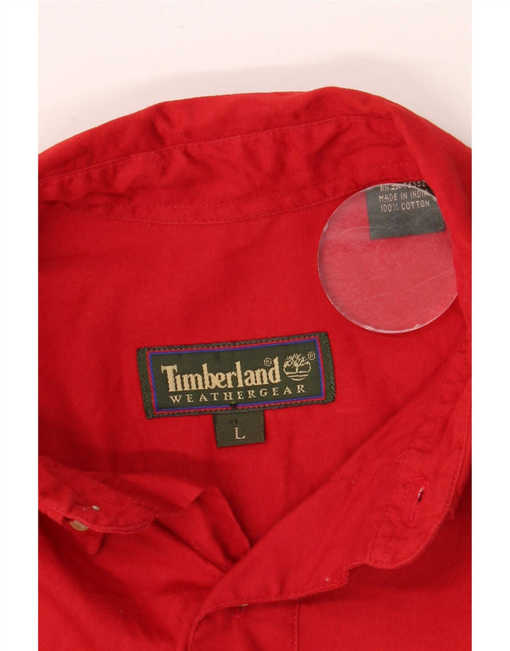TIMBERLAND Mens Shirt Large Red Cotton