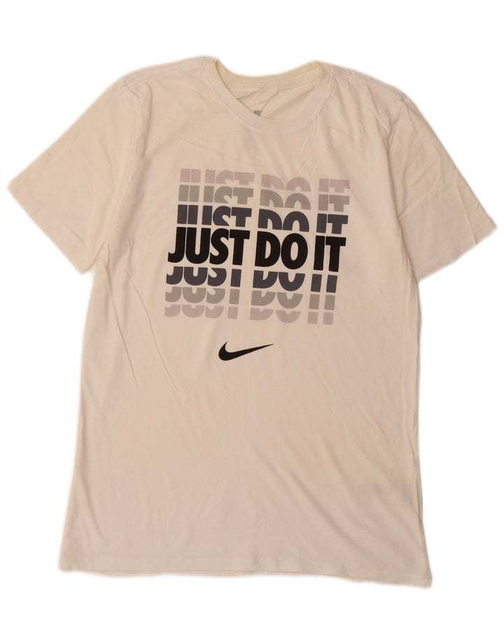 Nike Mens Athletic Cut Graphic T-Shirt Top Medium Off White Cotton