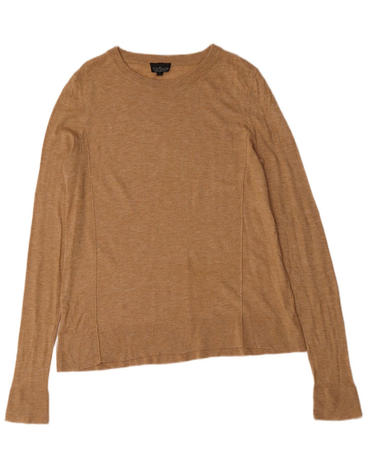 Topshop Womens Oversized Top Long Sleeve UK 10 Small Beige