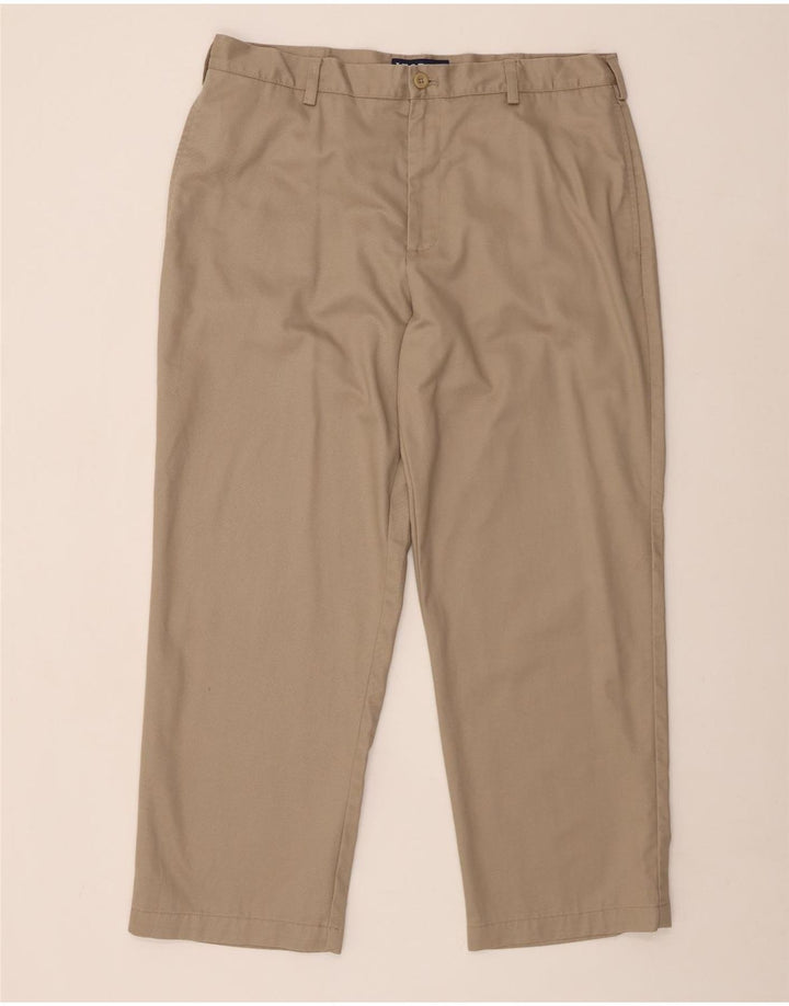 IZOD Mens Classic Fit Straight Chino Trousers W36 L29 Beige Cotton