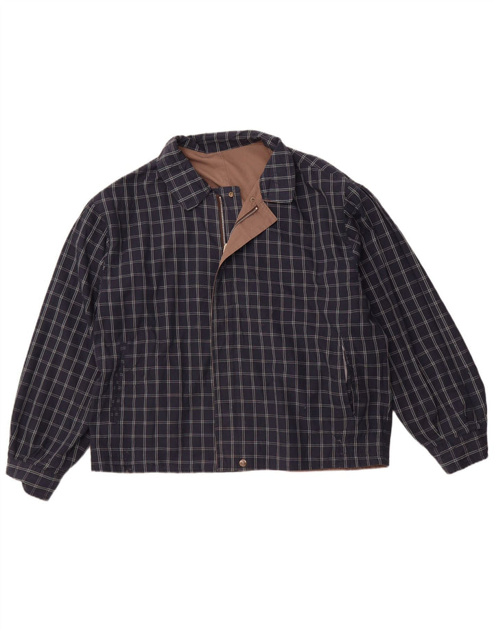 VINTAGE Mens Reversible Jacket UK 40 Large Brown Check Polyester