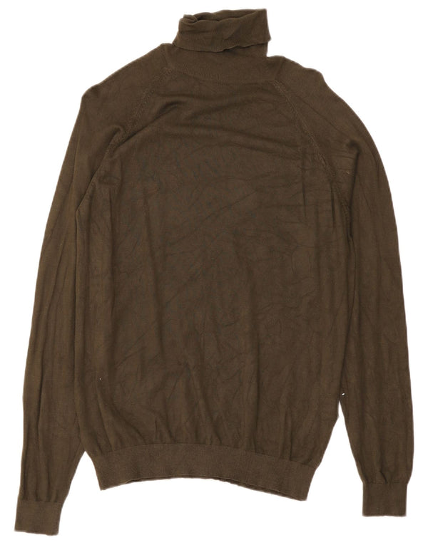 Zara Womens Roll Neck Jumper Sweater UK 14 Medium Green Viscose
