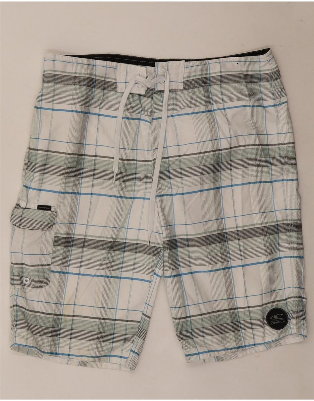 O'Neill Mens Swimming Shorts Medium  White Check Polyester