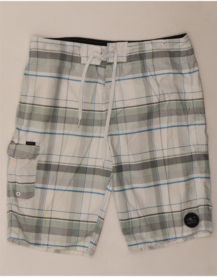 O'Neill Mens Swimming Shorts Medium  White Check Polyester