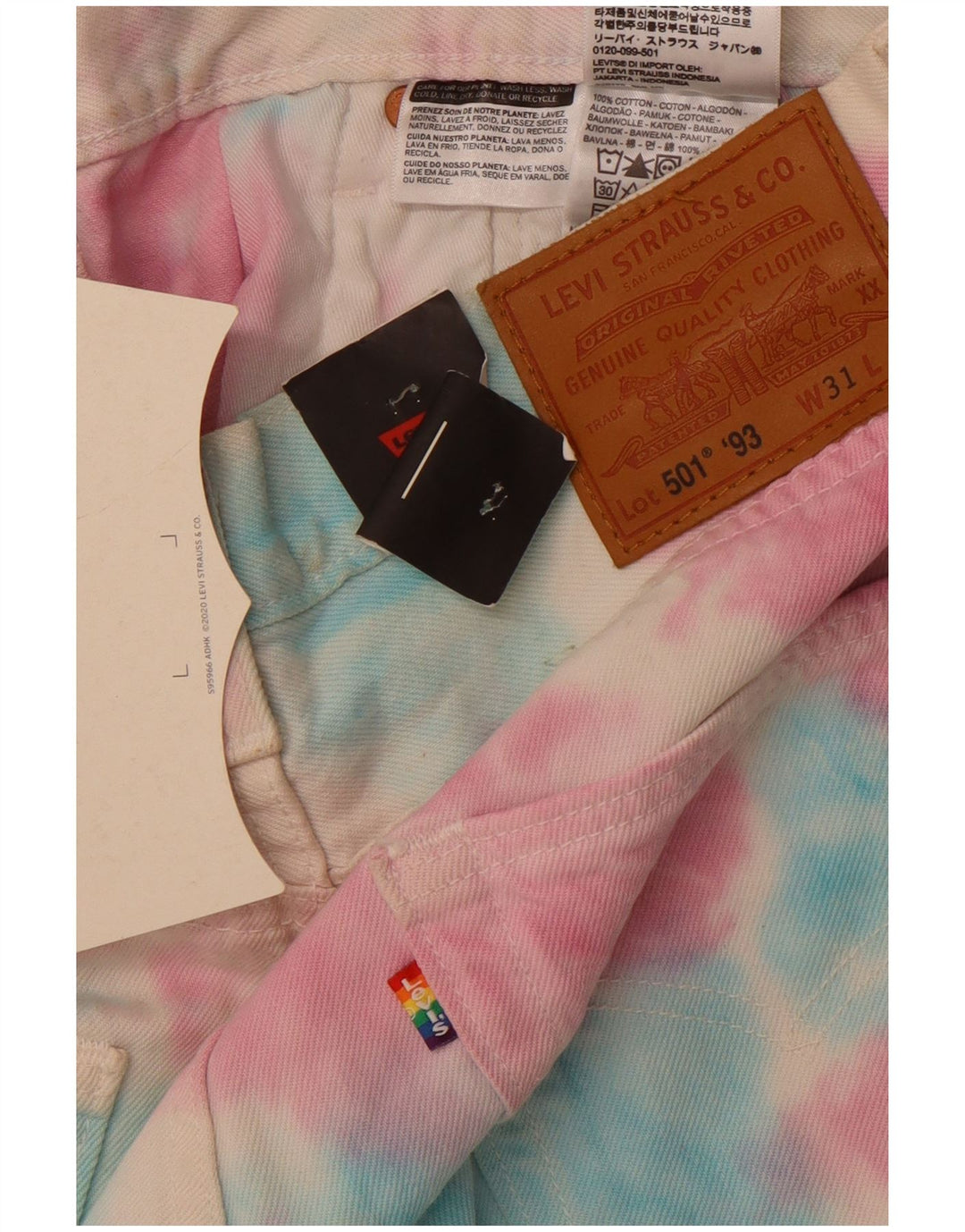 LEVI'S Mens 501 Denim Shorts W32 Medium Multicoloured Tie Dye Cotton