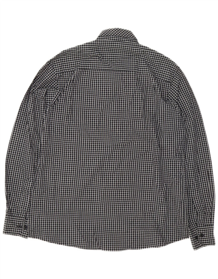 PIERRE CARDIN Mens Regular Fit Shirt Large Black Gingham Polyester