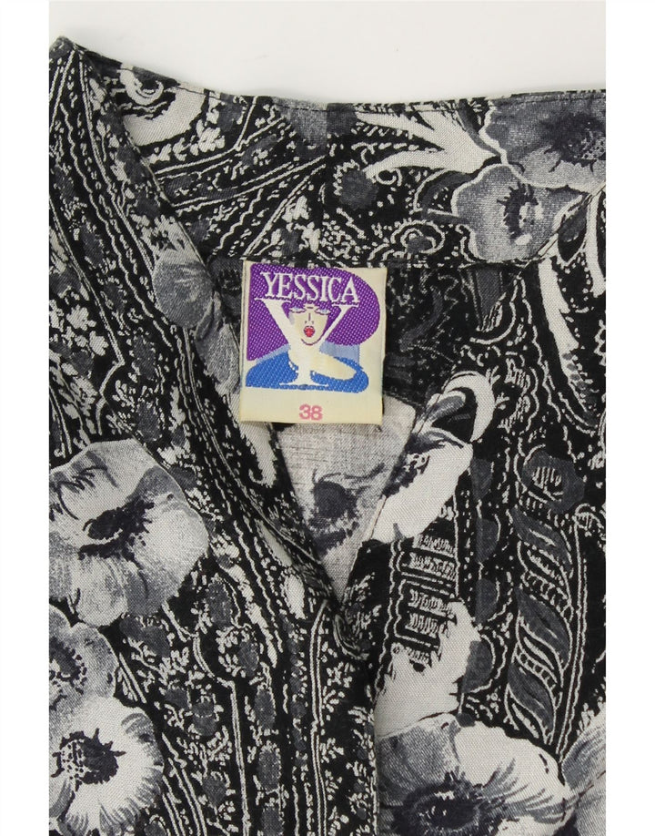YESSICA Womens Shirt Blouse EU 38 Medium Grey Floral Viscose Vintage Yessica and Second-Hand Yessica from Messina Hembry 