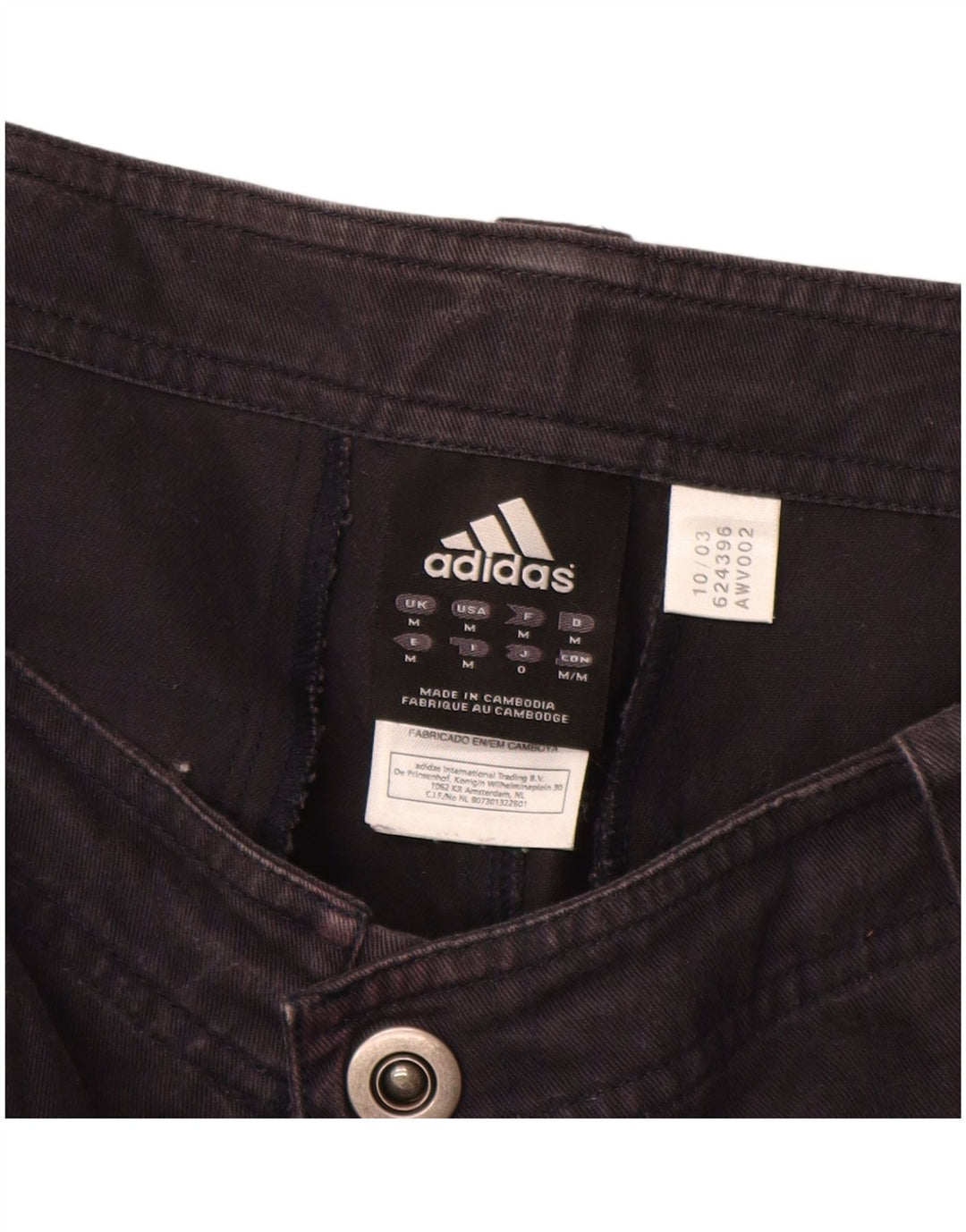 Adidas Mens Straight Cargo Trousers Medium W32 L32 Navy Blue Cotton