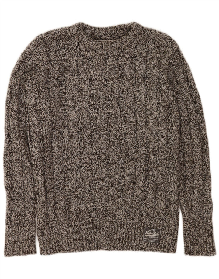 Superdry Mens Crew Neck Jumper Sweater Medium Grey Flecked Acrylic
