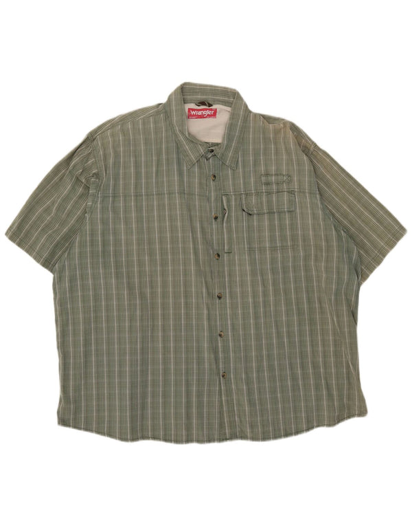 Wrangler Mens Short Sleeve Shirt 3XL Green Striped
