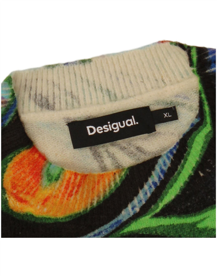 DESIGUAL Womens Turtle Neck Jumper Sweater UK 18 XL Multicoloured