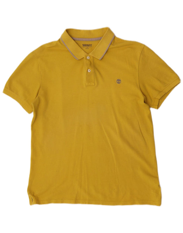 Timberland Mens Short Sleeve Slim Fit Polo Shirt Large Yellow Cotton