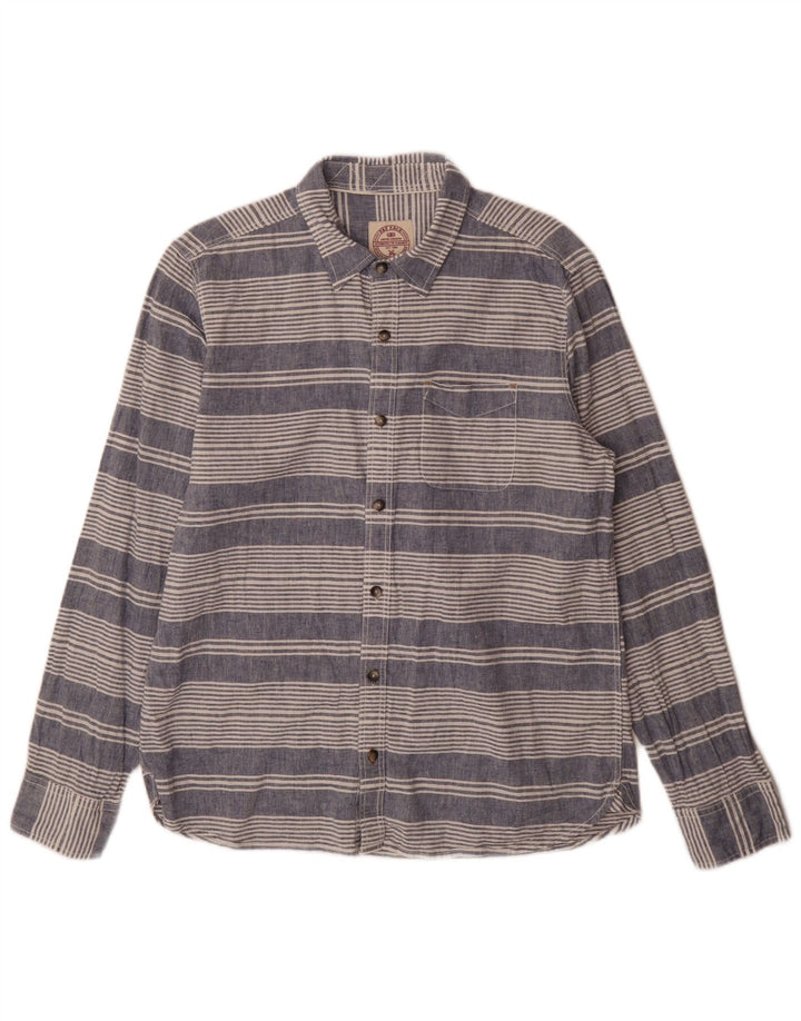 Fat Face Mens Regular Fit Shirt Large Blue Striped Linen