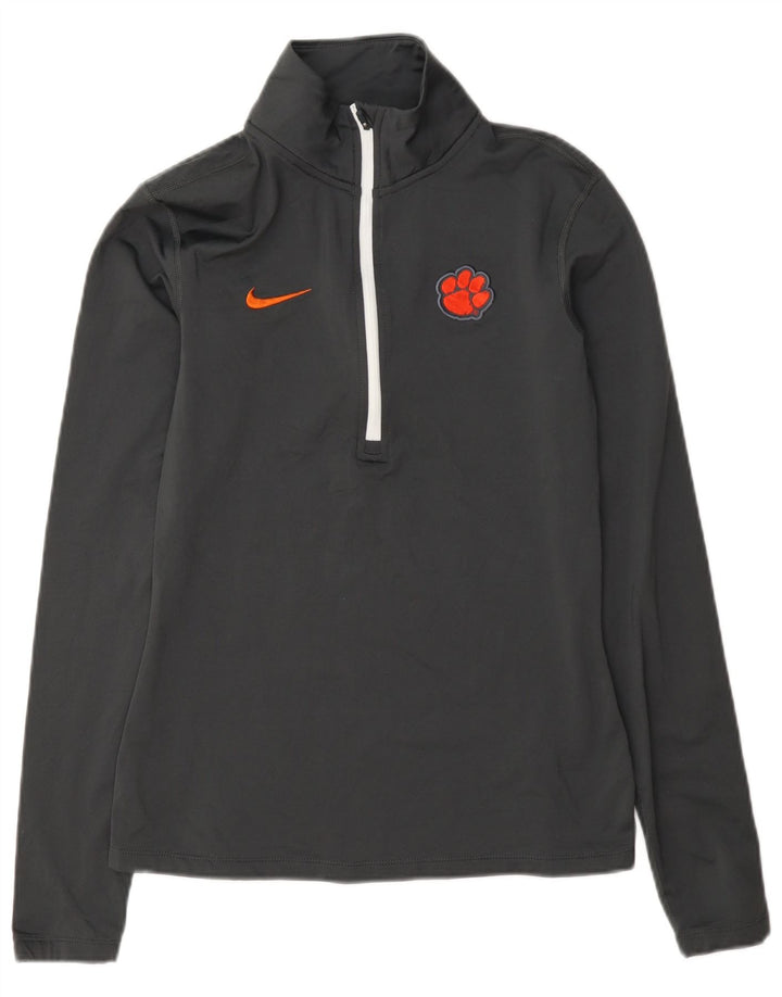 Nike Womens Clemson Tigers Pullover Tracksuit Top UK 12 Medium Grey Striped