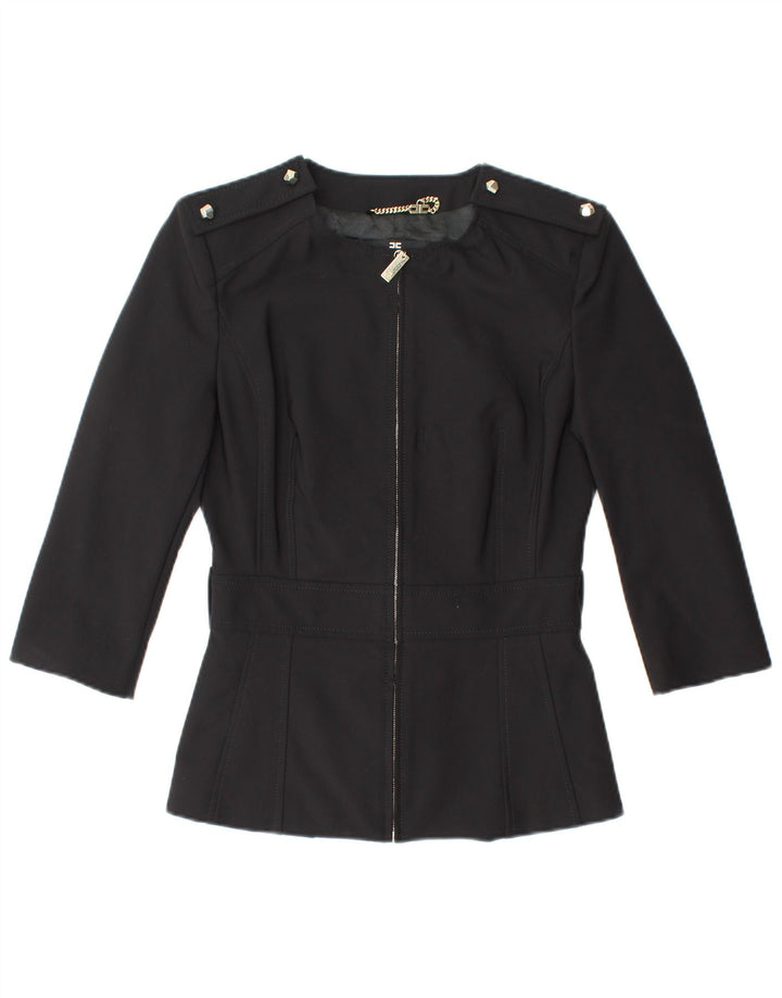 ELISABETTA FRANCHI Womens 3/4 Sleeve Blazer Jacket IT 42 Medium Black