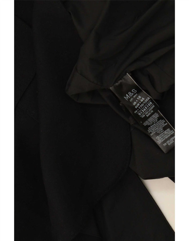Marks & Spencer Womens 1 Button Blazer Jacket UK 16 Large Black Polyester