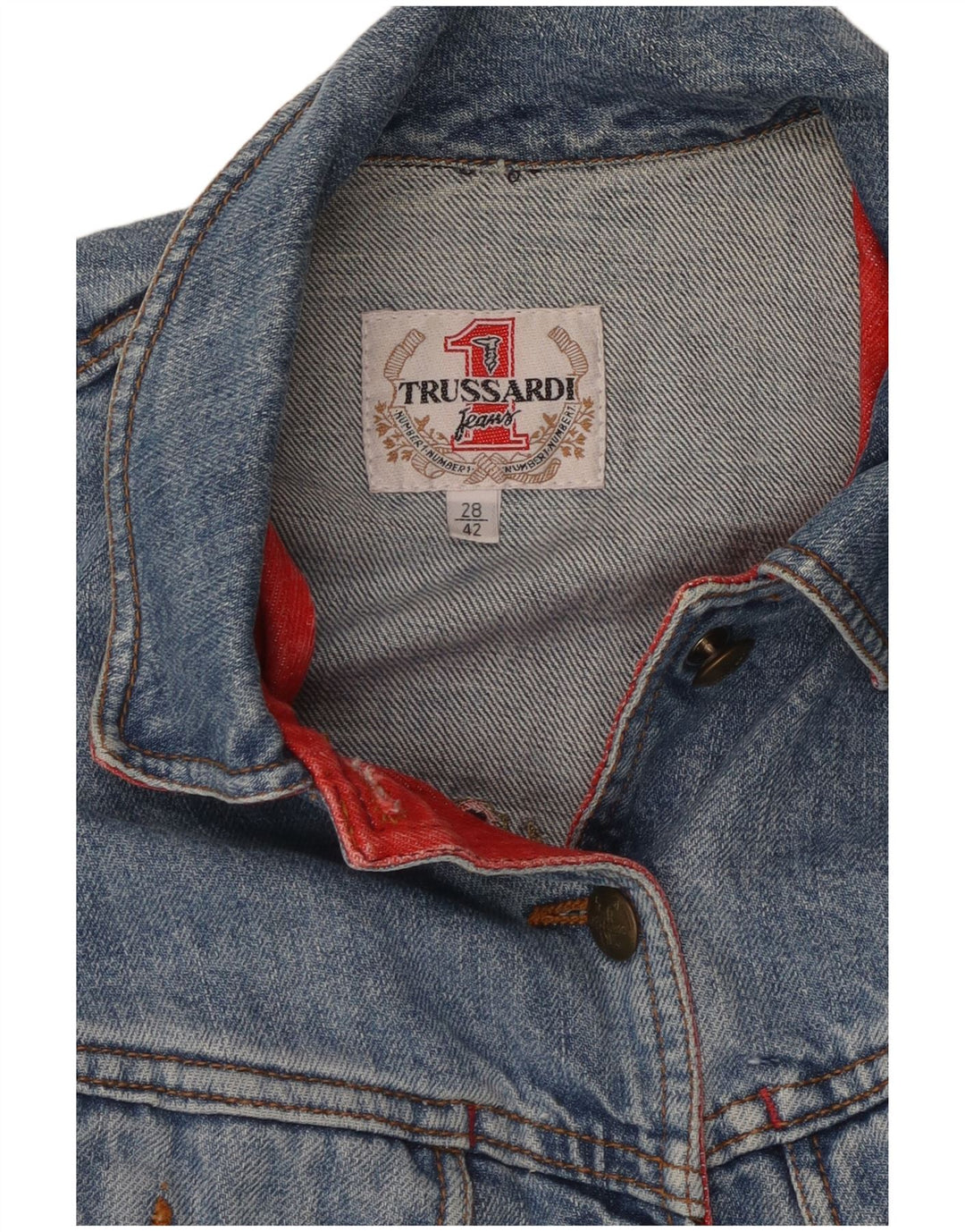 TRUSSARDI Womens Short Sleeve Denim Bolero Jacket IT 42 Medium Blue Cotton