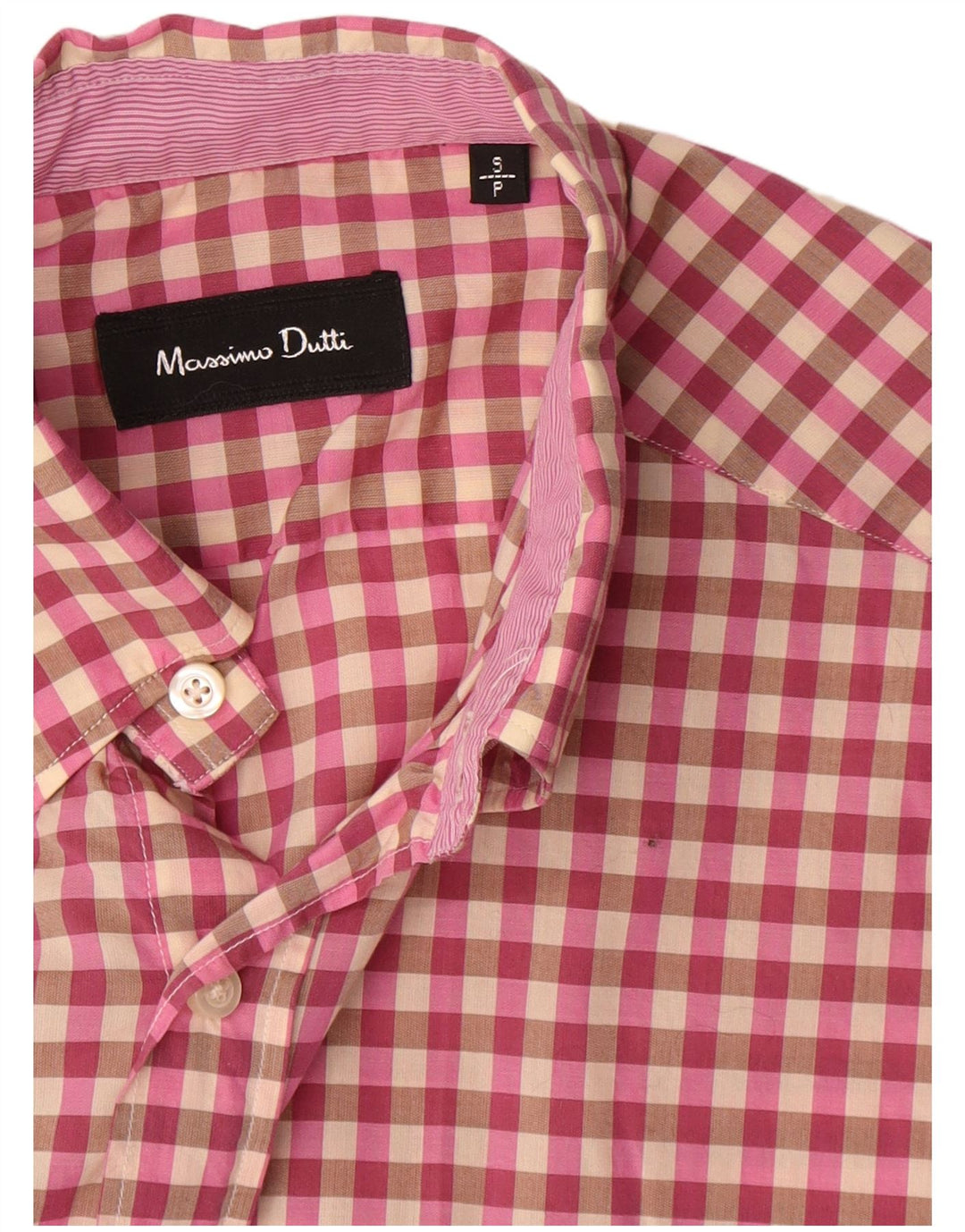 Massimo Dutti Mens Shirt Small Pink Check