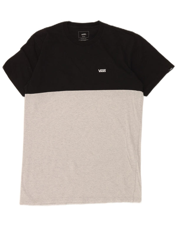 VANS Mens Classic Fit T-Shirt Top Medium Grey Colourblock Cotton