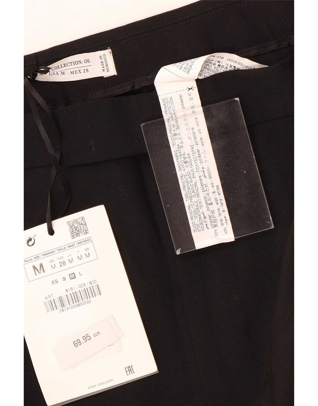 Zara Womens Wide Leg Casual Trousers Medium W28 L35 Black Polyester