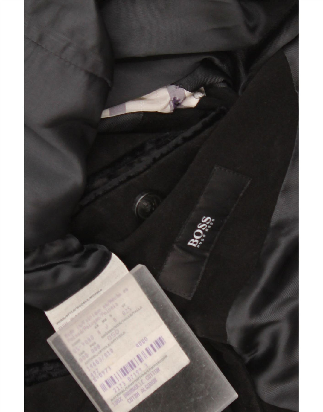 Hugo Boss Mens Overcoat EU 50 Large Black Cotton