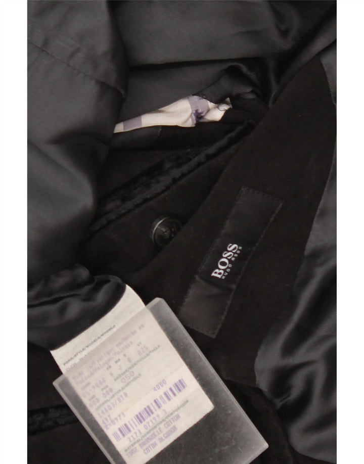 Hugo Boss Mens Overcoat EU 50 Large Black Cotton