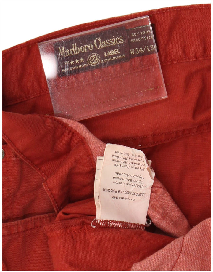 Marlboro Classics Mens Straight Casual Trousers W34 L32 Red Cotton