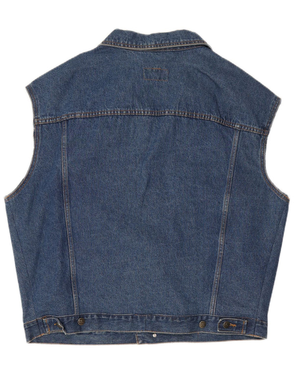 Vintage Mens Denim Gilet UK 46 3XL Blue