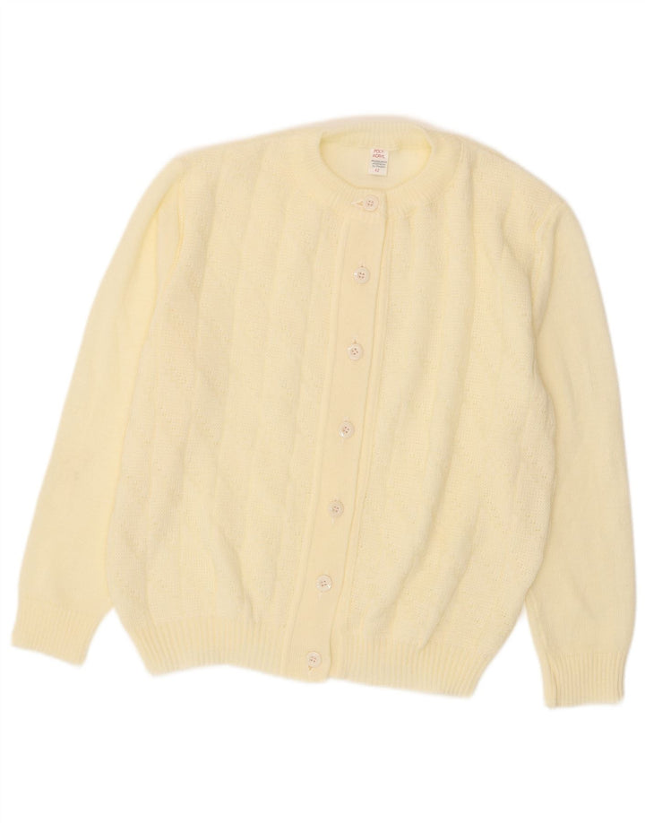 VINTAGE Womens Cardigan Sweater IT 42 Medium Off White Acrylic