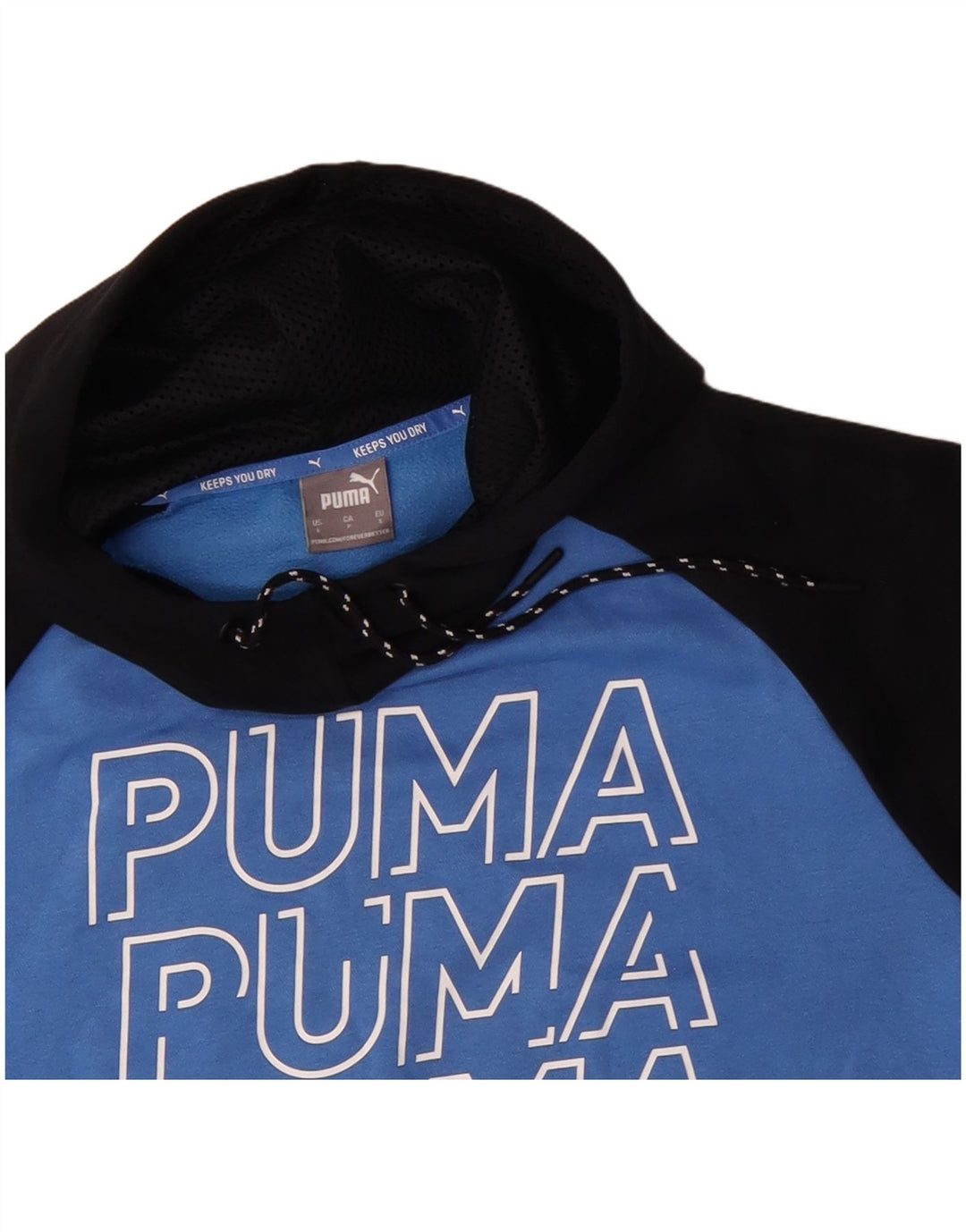 PUMA Mens Graphic Hoodie Jumper Small Blue Colourblock