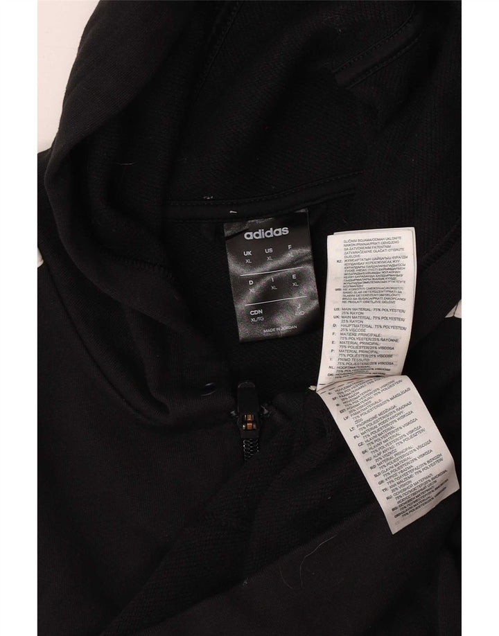 Adidas Mens Zip Hoodie Sweater XL Black Polyester