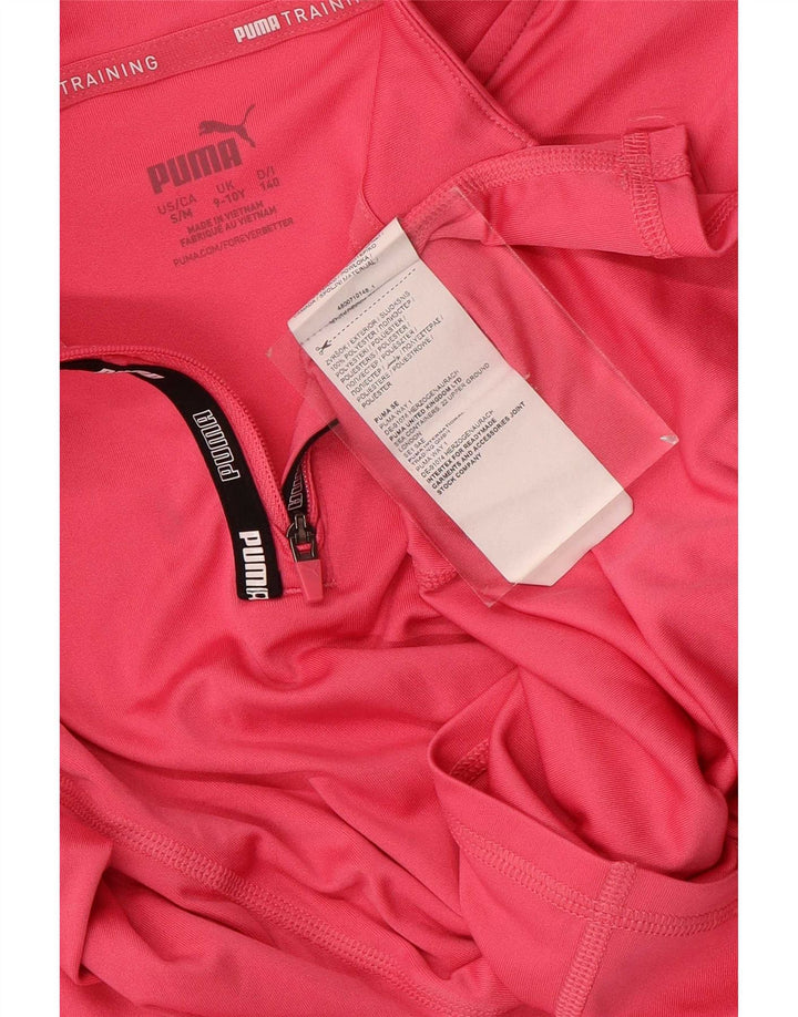 Puma Girls Zip Neck Pullover Tracksuit Top 9-10 Years Pink