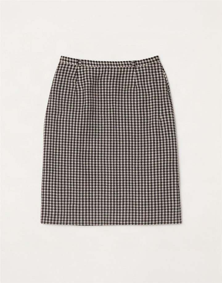 Eastex Womens Midi Skirt UK 14 Medium W30 Black Houndstooth Wool