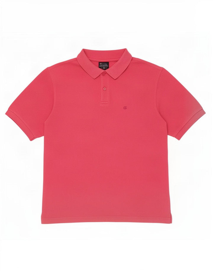 Champion Mens Polo Shirt Medium Pink Cotton